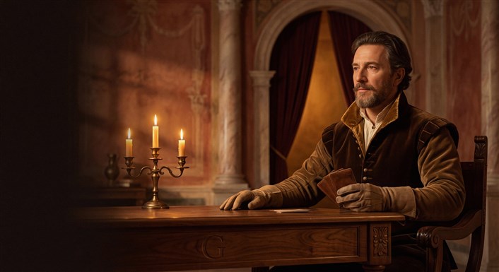 Gaming table with cards and casino chips